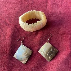 Natural shell bracelet and earrings